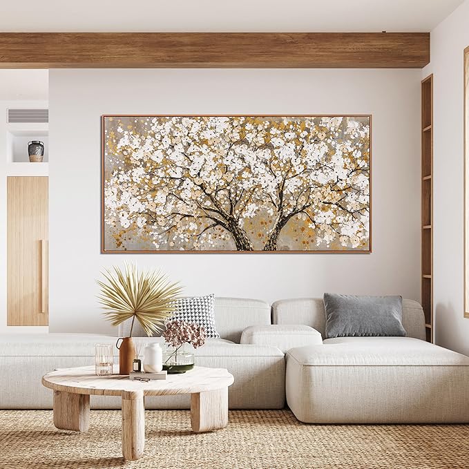 Canvas Oversized Wall Art Decor Large Wall Art For Living Room Framed Yellow Wall Art Prints Tree of Life Wall Art Canvas Art Wall Decor Artwork For Walls Modern Bedroom Office Decor 29"x58"