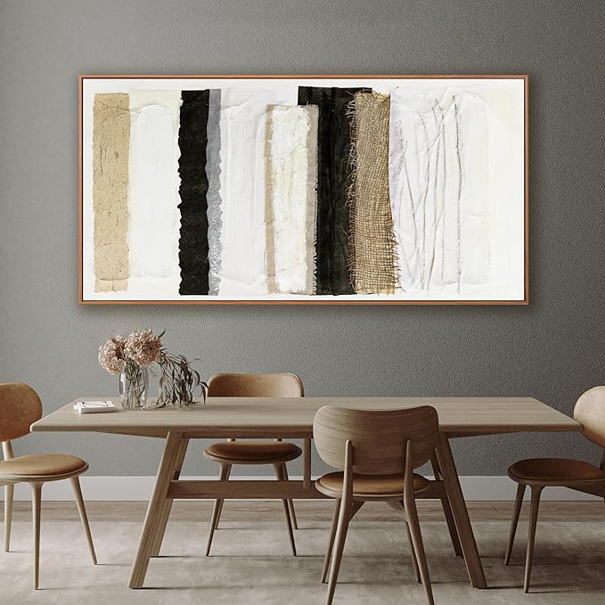 Framed Abstract Canvas Wall Art Decor Home Decor Large Wall Art Prints Wall Decorations Multicolor Overlapping Strips Framed Artwork Parting for Living Room Wall Bedroom Kitchen Office Decor 29"×58"