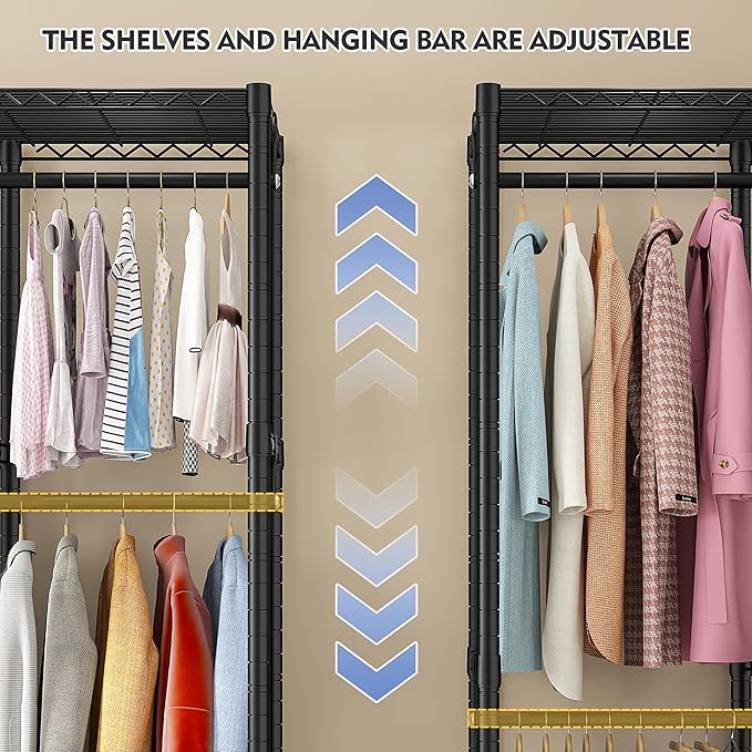 Raybee 90.6" W Clothes Rack with Cover Heavy Duty Clothing Rack with Cover Loads 1200LBS Freestanding Garment Rack for Bedroom, Black