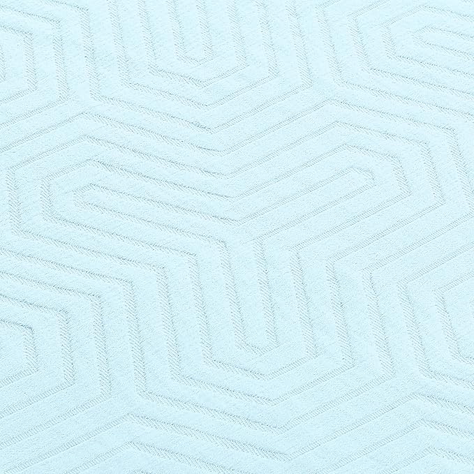 Threadmill Luxury Cotton Blankets for Twin Size Bed | All-Season 100% Cotton Twin Blanket for Bed | Aster Jacquard Lightweight, Soft & Cozy Coverlet, 350GSM, 68 x 90 inches | Light Blue