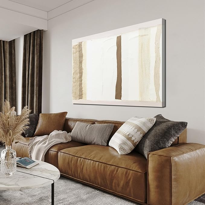 Canvas Wall Art Decor Large Wall Art for Living Room Brown And White Wall Art Decor Artwork for Walls Oversized Abstract Wall Art Prints Canvas Art Wall Decor 32"X48" Bedroom Office Wall Decor