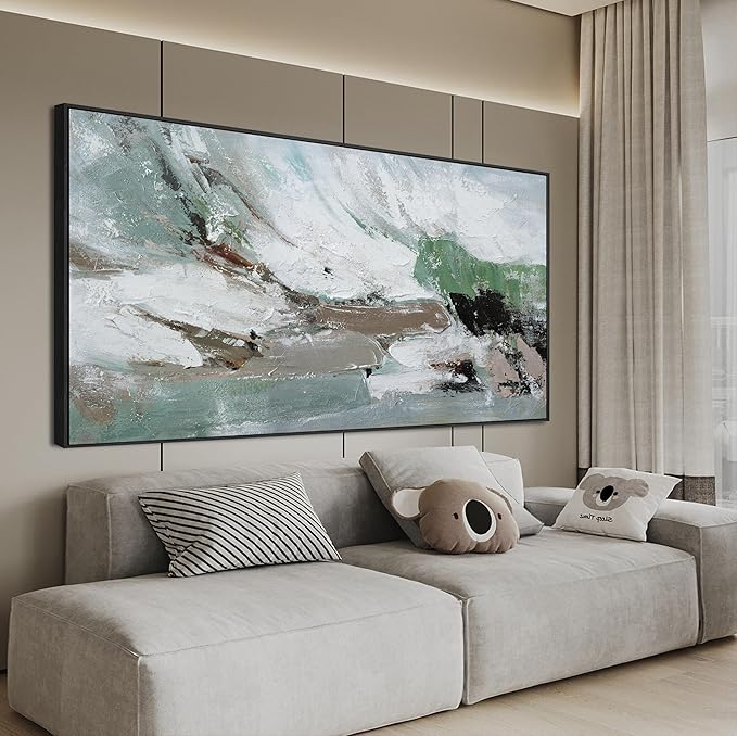 KUPTEU Canvas Oversized Wall Art Decor Large Wall Art For Living Room Framed Green Abstract Wall Art Prints Abstract Canvas Art Wall Decor Artwork For Walls Bedroom Office Aesthetic Decor 29"x58"