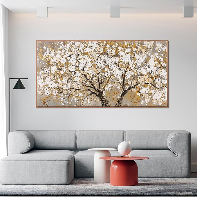 Canvas Oversized Wall Art Decor Large Wall Art For Living Room Framed Yellow Wall Art Prints Tree of Life Wall Art Canvas Art Wall Decor Artwork For Walls Modern Bedroom Office Decor 29"x58"