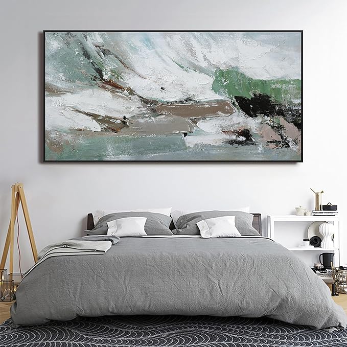 KUPTEU Canvas Oversized Wall Art Decor Large Wall Art For Living Room Framed Green Abstract Wall Art Prints Abstract Canvas Art Wall Decor Artwork For Walls Bedroom Office Aesthetic Decor 29"x58"