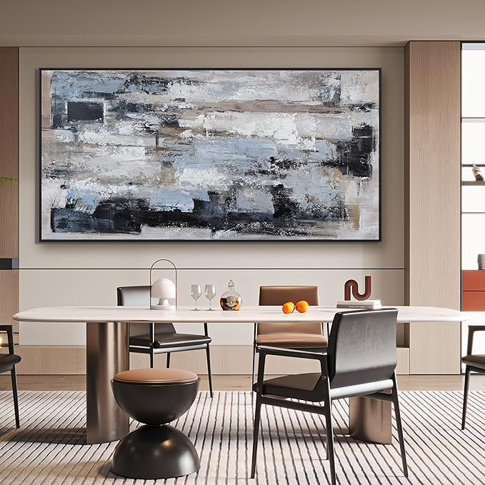 KUPTEU Canvas Oversized Wall Art Decor Large Wall Art For Living Room Framed Blue Abstract Wall Art Prints Abstract Art Abstract Canvas Art Wall Decor Artwork For Walls Home Office Wall Decor 29"x58"