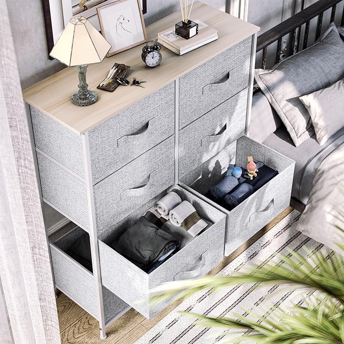 YITAHOME 8 Drawers Dresser - Fabric Storage Tower, Organizer Unit for Bedroom, Living Room & Closets - Sturdy Steel Frame, Easy Pull Fabric Bins & Wooden Top