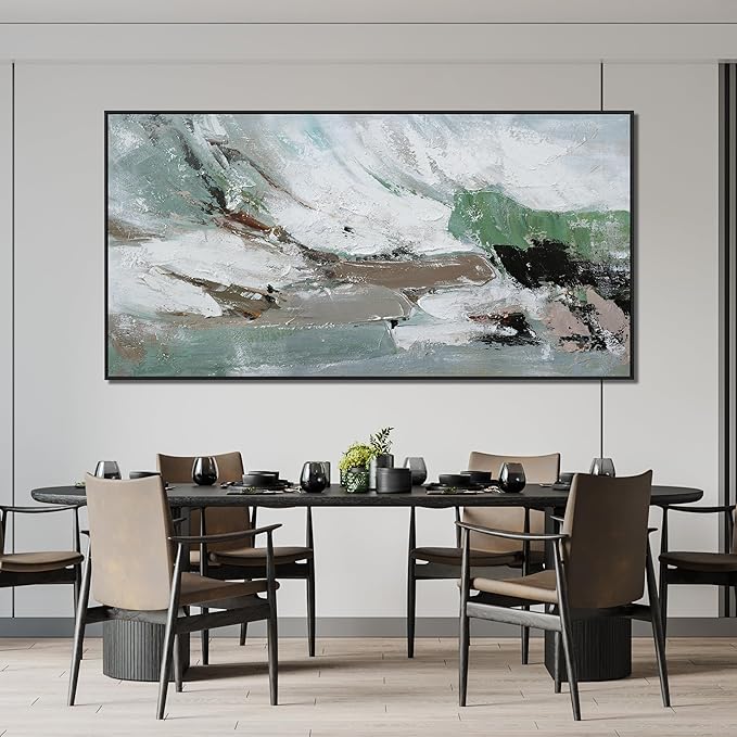 KUPTEU Canvas Oversized Wall Art Decor Large Wall Art For Living Room Framed Green Abstract Wall Art Prints Abstract Canvas Art Wall Decor Artwork For Walls Bedroom Office Aesthetic Decor 29"x58"