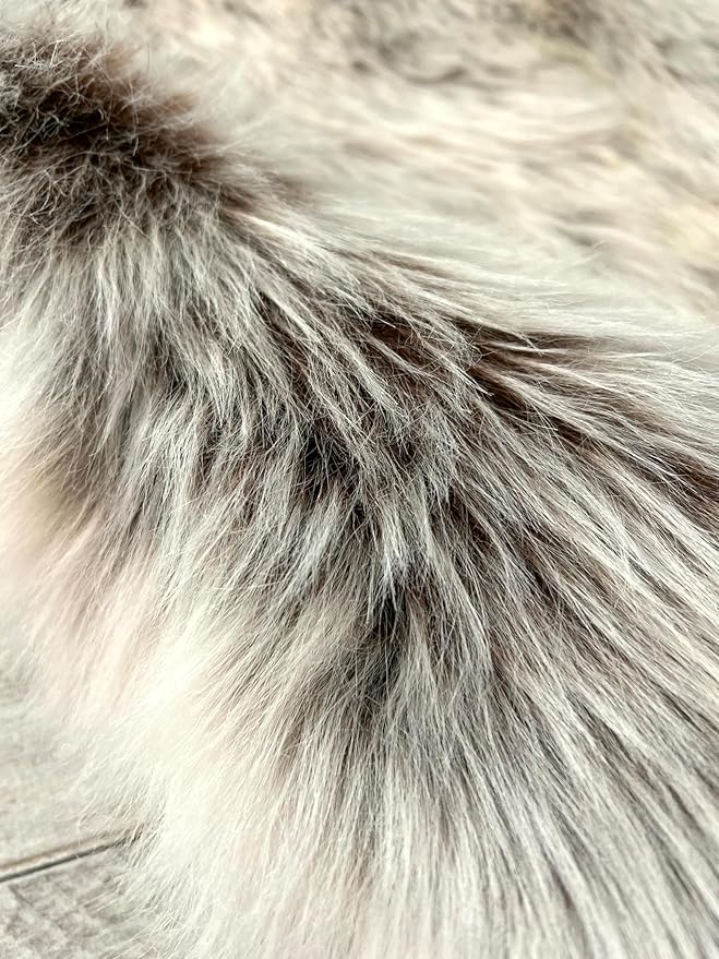 Free Shape Luxury Soft Fluffy Shag Area Rug Duo Decto 12 Pelts 6'x12', 180x360cm - Vegan Fur Ultra Soft Indoor Carpet Nursery Rugs for Bedroom Home Decor, Brown with Beige Tips