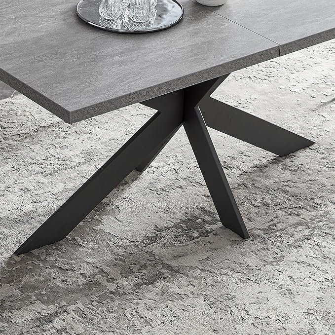 ZckyCine Dining Table Set for 6, Modern 78'' Dark Wood Dining Table and Fabric Dining Chairs Set of 6,Table and Chairs Set of 6,Ideal for Kitchen Dining Room