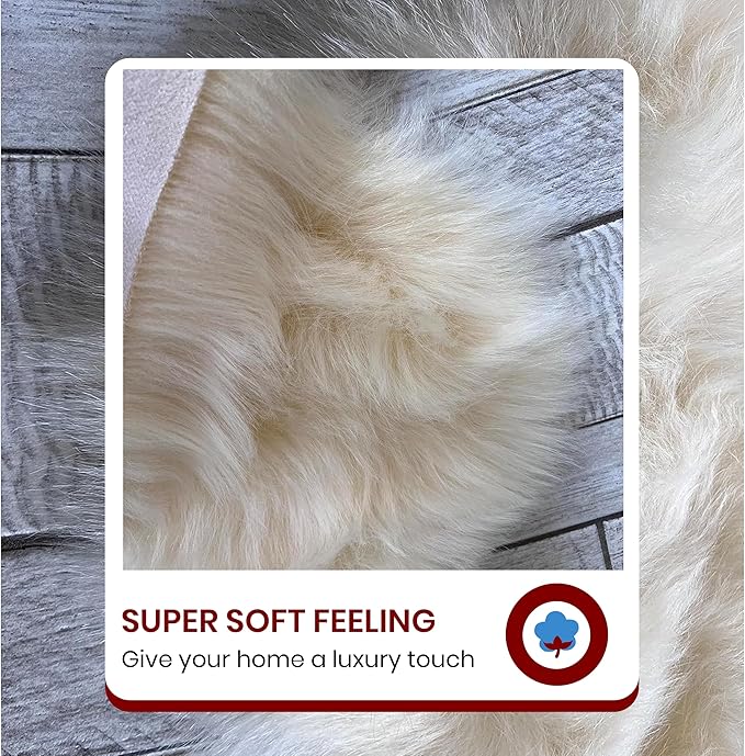 Free Shape Luxury Soft Fluffy Shag Area Rug Sexto 6 Pelts 6'x6',180x180 cm - Vegan Fur Ultra Soft Indoor Carpet Nursery Rugs for Bedroom Home Decor, Cream