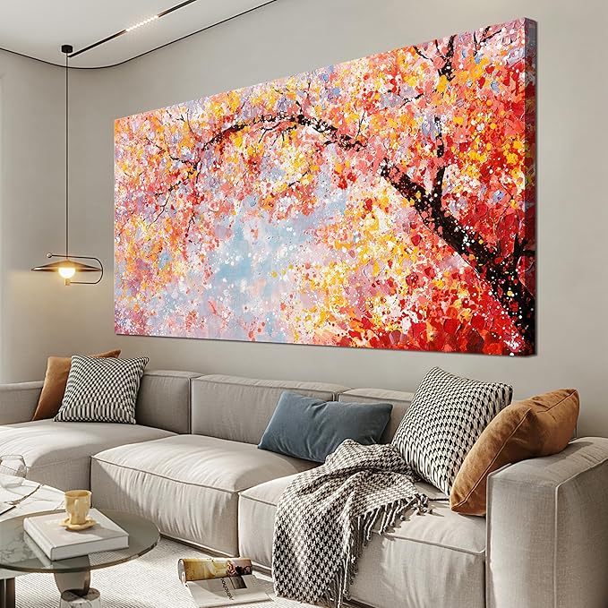 Canvas Wall Art Decor Canvas Modern Art Wall Decor Colorful Wall Art Decor Tree of Life Wall Art for Living Room Tree Flower Wall Art Prints Art Work for Room Home Office Wall Decor 20" X 40"