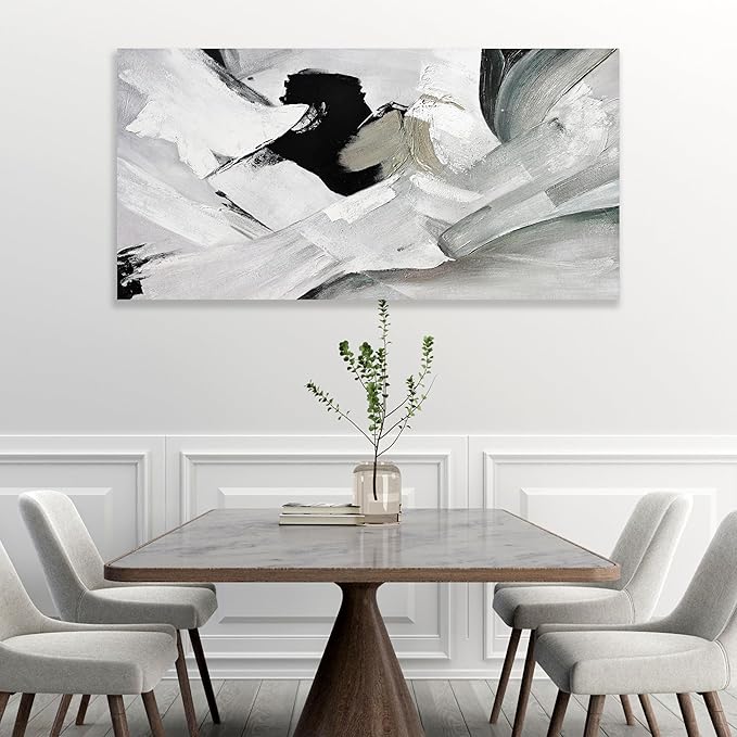 Abstract Wall Art Home Wall Decor Black White and Grey painting Abstract Canvas Art Framed Artwork Modern Home Wall Decor for Living Room Bedroom Office 24"x48"