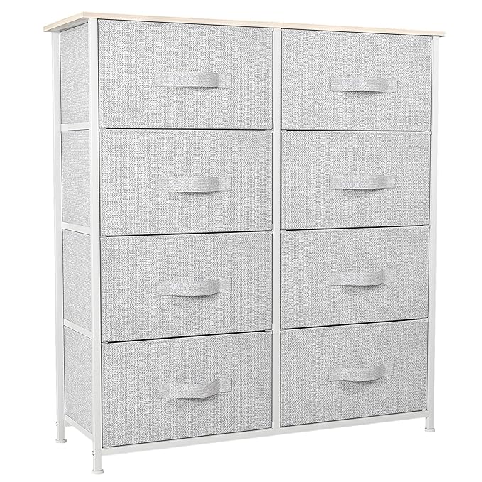 YITAHOME 8 Drawers Dresser - Fabric Storage Tower, Organizer Unit for Bedroom, Living Room & Closets - Sturdy Steel Frame, Easy Pull Fabric Bins & Wooden Top