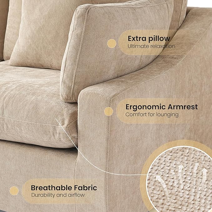 Cloud Couch Modular Sectional Sofa,119inch V Shaped Sofa,Down Filled 5 Seater Convertible Living Room Sets,Cover Washable and Replaceable Couches for Living Room,Khkai