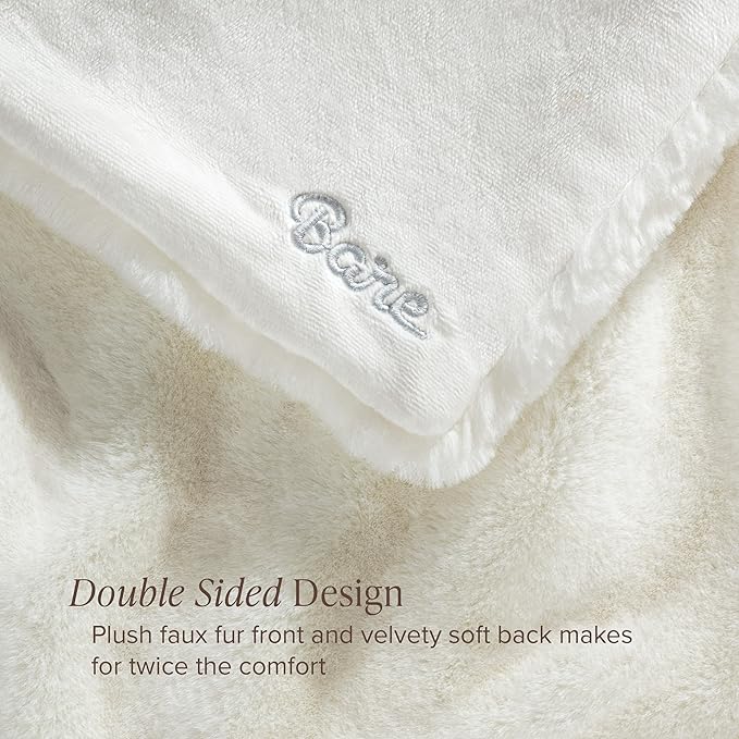 Bare Home Faux Fur Blanket - Ultra-Soft Luxurious - Cozy Warm Blanket for Couch, Sofa, Chair, Bed - Fuzzy Fluffy Super Soft - Decorative Bed Blanket, 80x60 inches (Oversized, White)