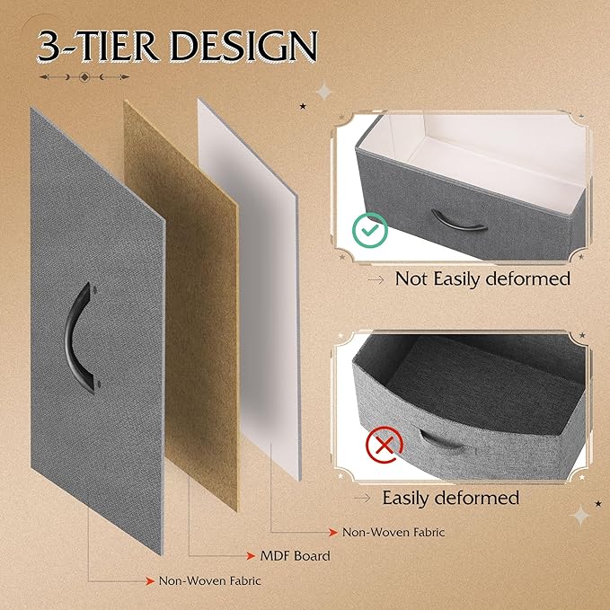 WLIVE Storage Organizer Unit with 11 Fabric Bins, Storage Drawers Organizer with Steel Frame, Tall Storage Tower Organizaton for Living Room, Hallway, Office, Light Grey