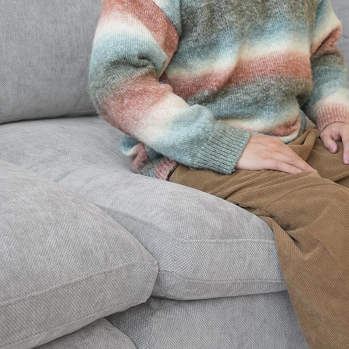 120" Cloud Couch Sectional for Living Room, L Shape Down Filled Modular Sectional Sofa Couch,Convertible Couched with Ottoman, Sofa Covers Washable&Replaceable,Gray