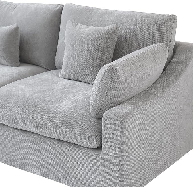 Modular Sectional Sofa Couch, 119.29" V Shaped Modular Couch with Ottoman, Down Filled Convertible Sofa for Living Room, 6 Seat Wide Couches,Cushion Covers Removable,Gray