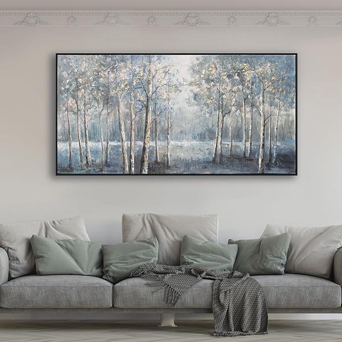 Dark color system Trees Canvas Wall Art Decor Modern Framed Wall Decorations Large Home Decor Wall Art Prints Forest Landscape 24"×48" Pictures for Room Wall Bedroom Office Decor