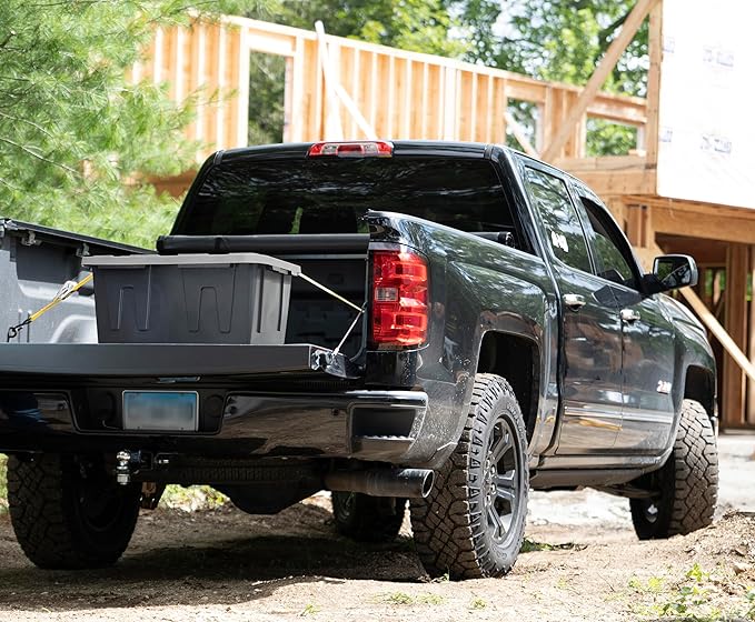 CX BLACK & YELLOW, 27-Gallon Heavy Duty Tough Storage Container & Snap-Tight Lid, Black and Grey, (14.3"H x 20.6"W x 30.6"D), Weather-Resistant Design and Stackable Organization Tote [4 Pack]