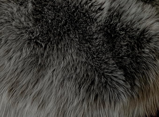 Free Shape Luxury Soft Fluffy Shag Area Rug Decto 10 Pelts 6'x10', 180x300cm - Vegan Fur Ultra Soft Indoor Carpet Nursery Rugs for Bedroom Home Decor, Dark Grey