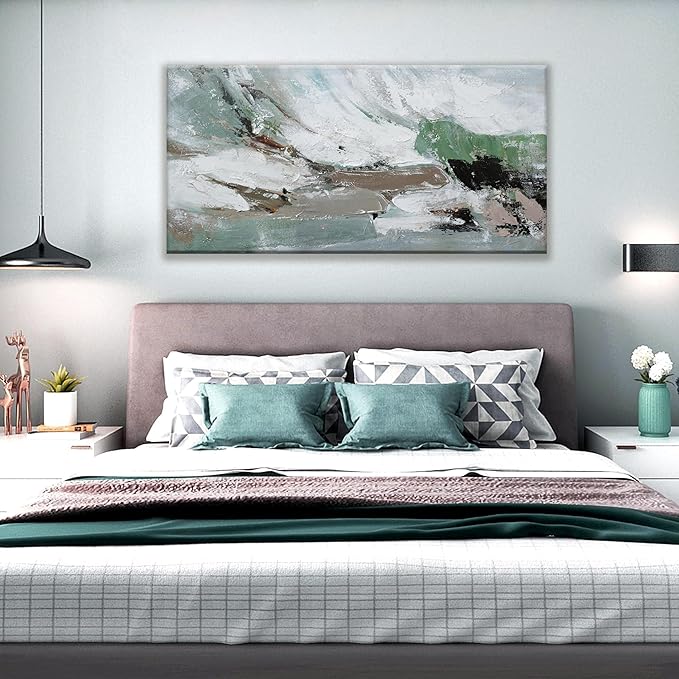 Canvas Wall Art Decor Large Canvas Wall Art For Living Room Abstract Art Modern Green Wall Art Decor Colorful Abstract Wall Art Prints Large Art Work For Bedroom Office Kitchen Wall Decor 24" x 48"