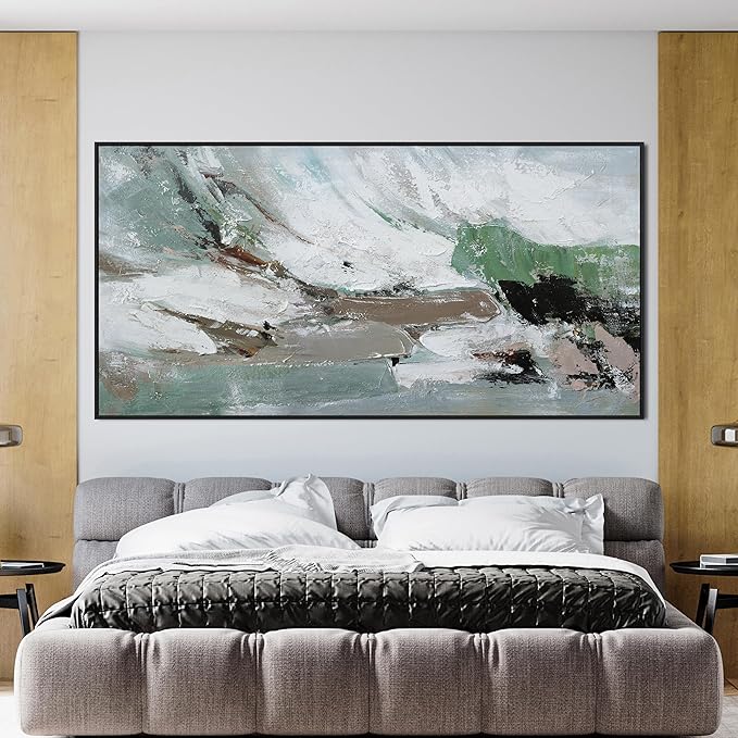 KUPTEU Canvas Oversized Wall Art Decor Large Wall Art For Living Room Framed Green Abstract Wall Art Prints Abstract Canvas Art Wall Decor Artwork For Walls Bedroom Office Aesthetic Decor 29"x58"