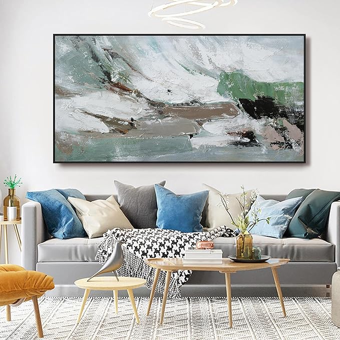 KUPTEU Canvas Oversized Wall Art Decor Large Wall Art For Living Room Framed Green Abstract Wall Art Prints Abstract Canvas Art Wall Decor Artwork For Walls Bedroom Office Aesthetic Decor 29"x58"