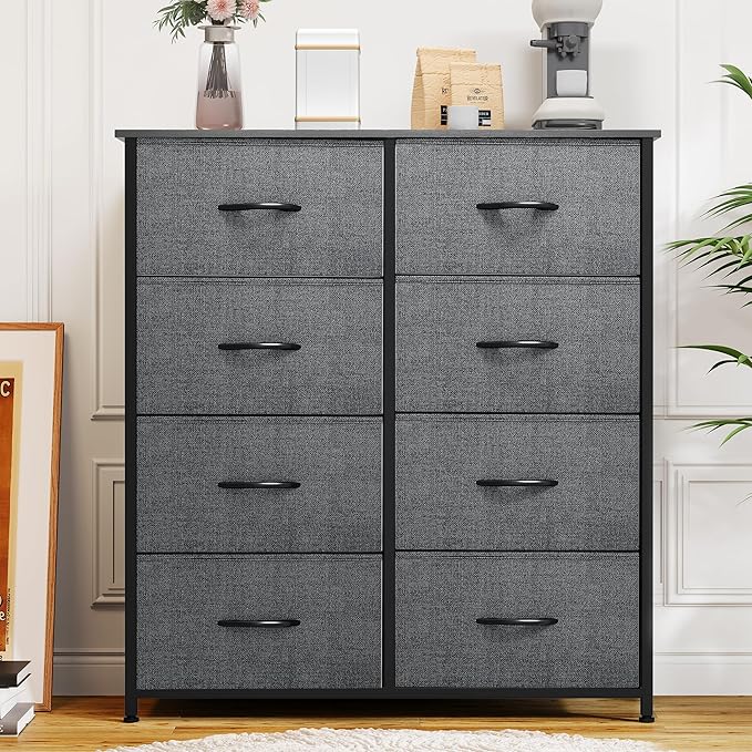 YITAHOME 8 Drawers Fabric Dresser - Storage Tower Unit Organizer Unit for Living Room & Closets - Sturdy Steel Frame & Easy Pull Fabric Bins