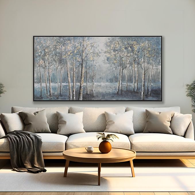 Wall Art Decor Large Maximalist Home Decor Wall Art Canvas Prints Framed Pictures Dark color system Forest Landscape Paintings for Room Wall Bedroom Office Decor 29"×58"