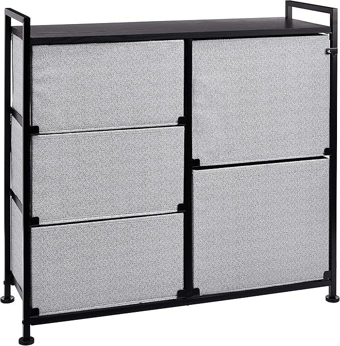 Amazon Basics Closet Organizer Drawers with 5-Fabric Storage Units, Black