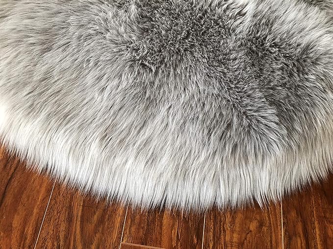 Free Shape Luxury Soft Fluffy Shag Area Rug Double 2'x6', 60x180cm - Vegan Fur Ultra Soft Indoor Carpet Nursery Rugs for Bedroom Home Decor, Grey