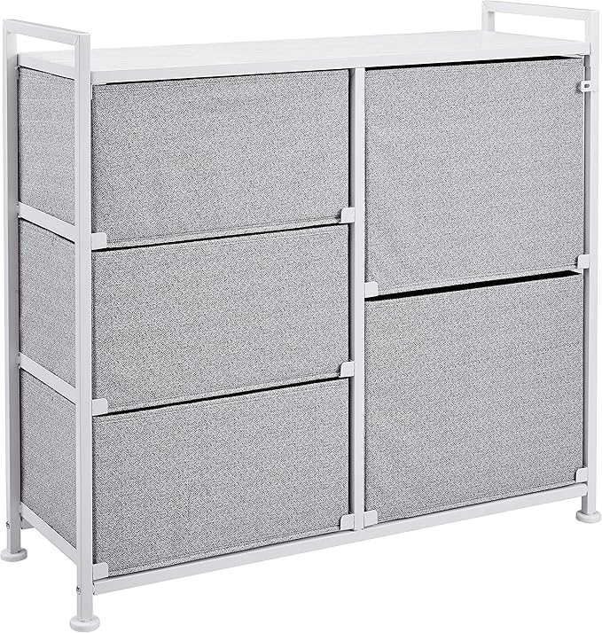 Amazon Basics Closet Organizer Drawers with 5-Fabric Storage Units, White