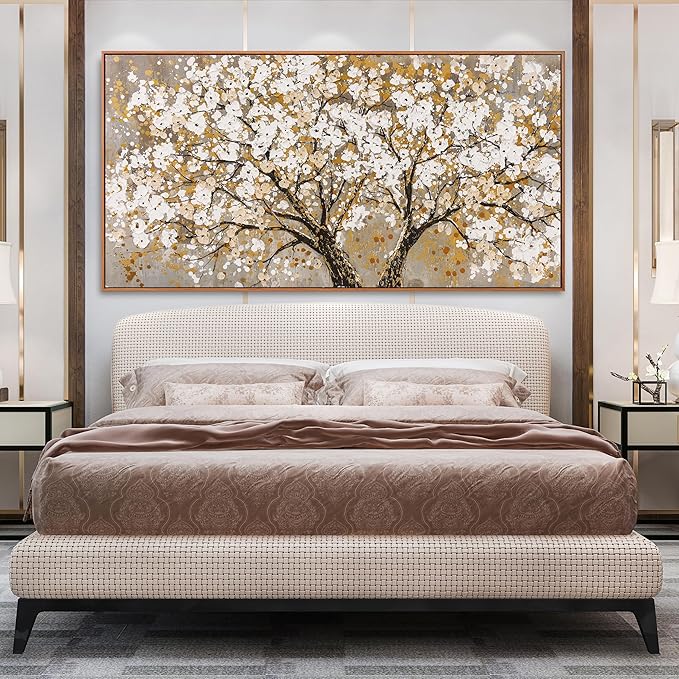 Canvas Oversized Wall Art Decor Large Wall Art For Living Room Framed Yellow Wall Art Prints Tree of Life Wall Art Canvas Art Wall Decor Artwork For Walls Modern Bedroom Office Decor 29"x58"