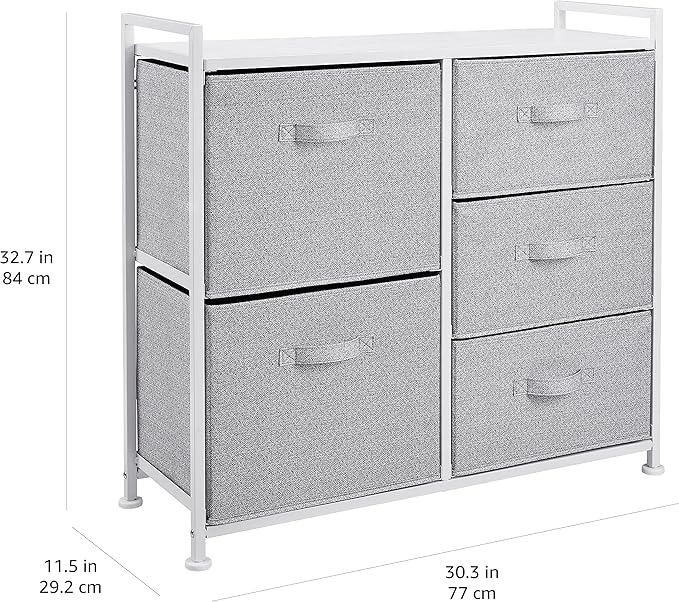 Amazon Basics Closet Organizer Drawers with 5-Fabric Storage Units, White