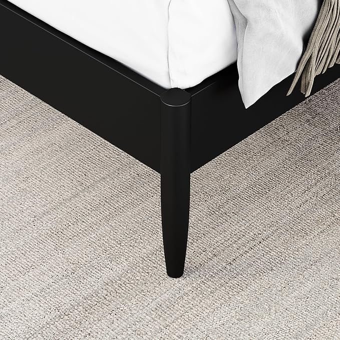 Lenia Queen Bed Frame with 2 Matching Nightstands – Modern Wood Platform Bed Set, Chevron Diamond Design, No Box Spring Needed, Slatted Support (Mocha Black, Queen)